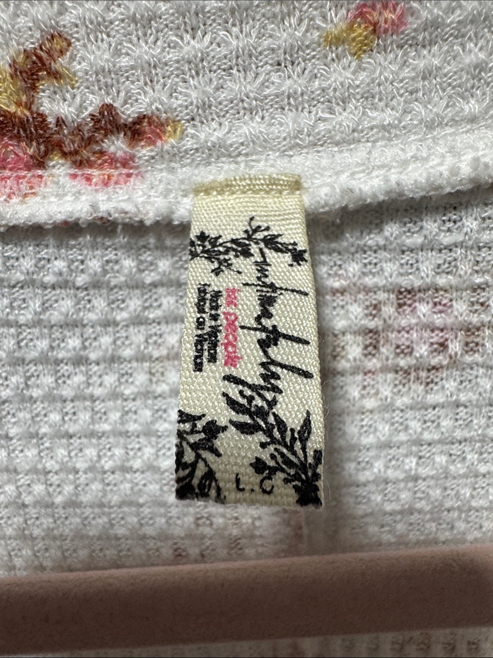 Free People Intimately One of the Girls Floral Henley Thermal Top Size L - Picture 8 of 10